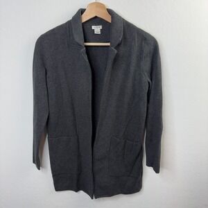 J.Crew Factory Women's Sweater Blazer Sz XS 100% Cotton Knit Dark Gray Jacket‎